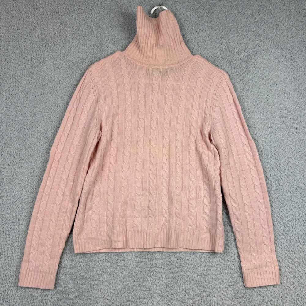 Lauren Ralph Lauren Sweater Womens Small Pink 100 Cashmere Cable Knit Turtleneck